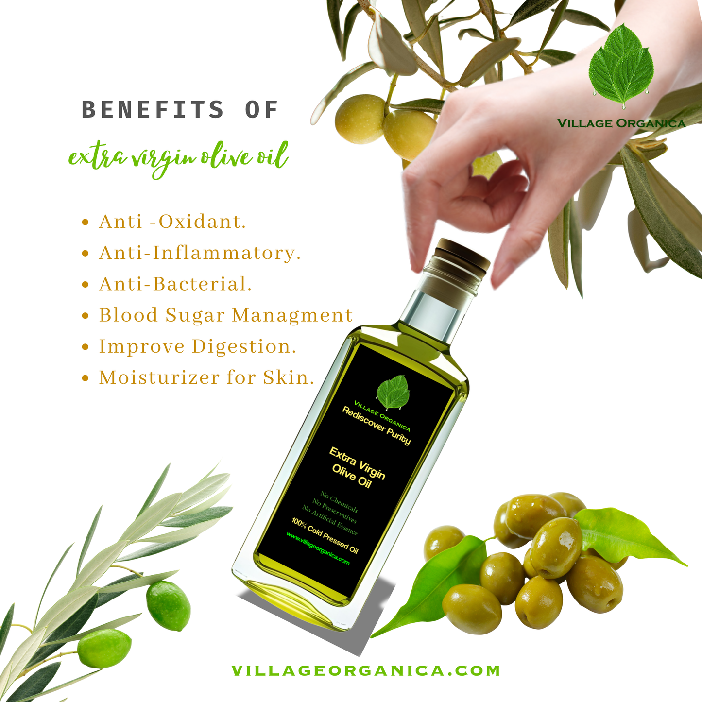 Extra Virgin Cold Pressed Spanish Olive Oil.
