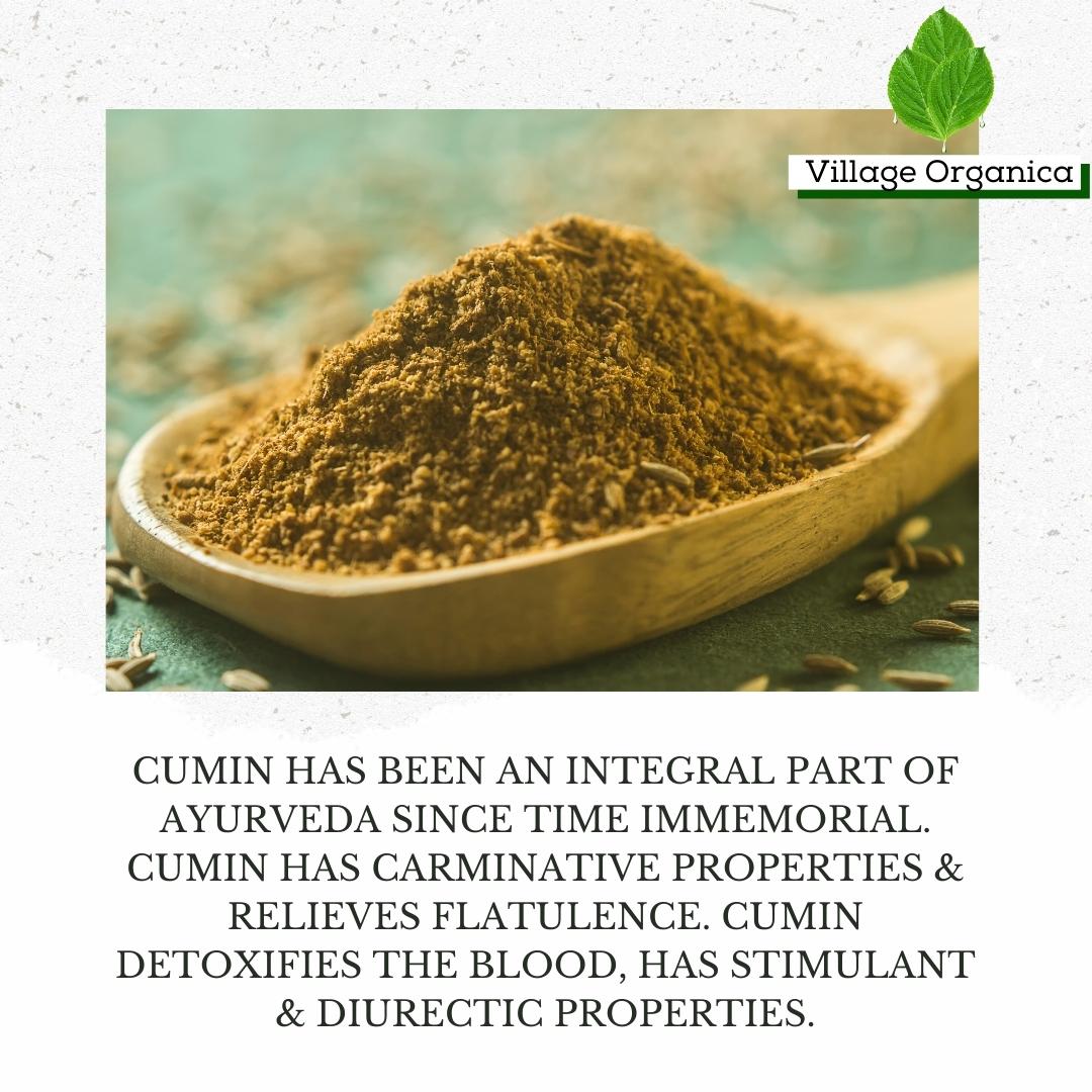 Organic cumin powder also known as jeera powder, finely ground and naturally processed