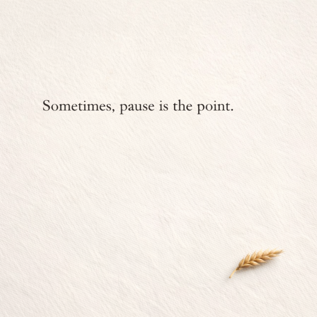 A calm, minimal editorial image reflecting pause, attention, and slower choices