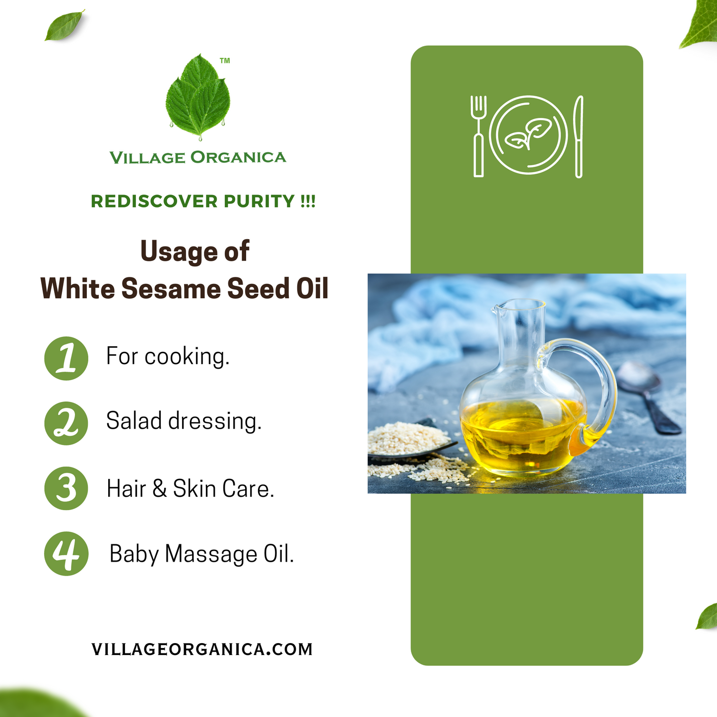 Cold Pressed White Sesame Oil.