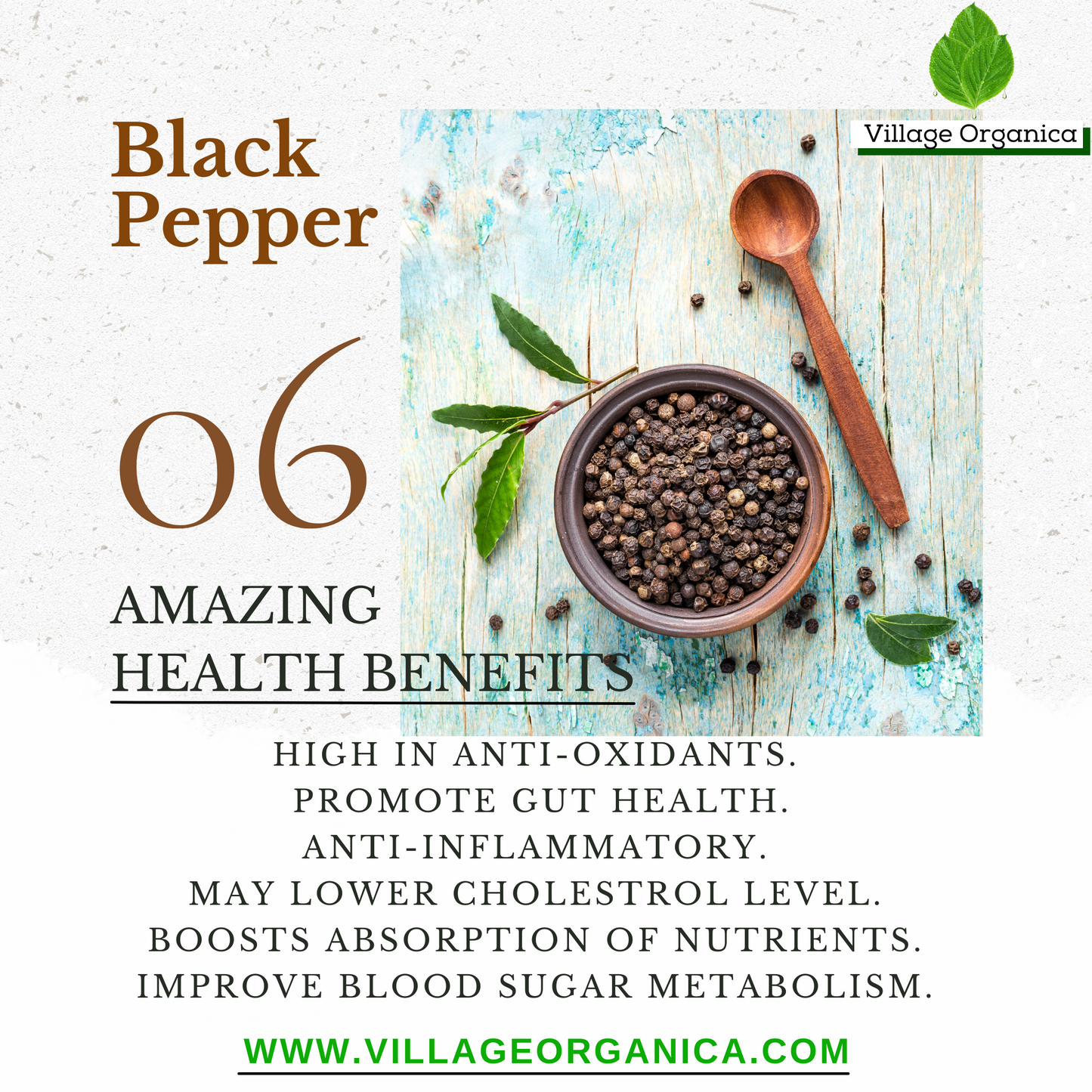 Organic Whole Black Pepper.