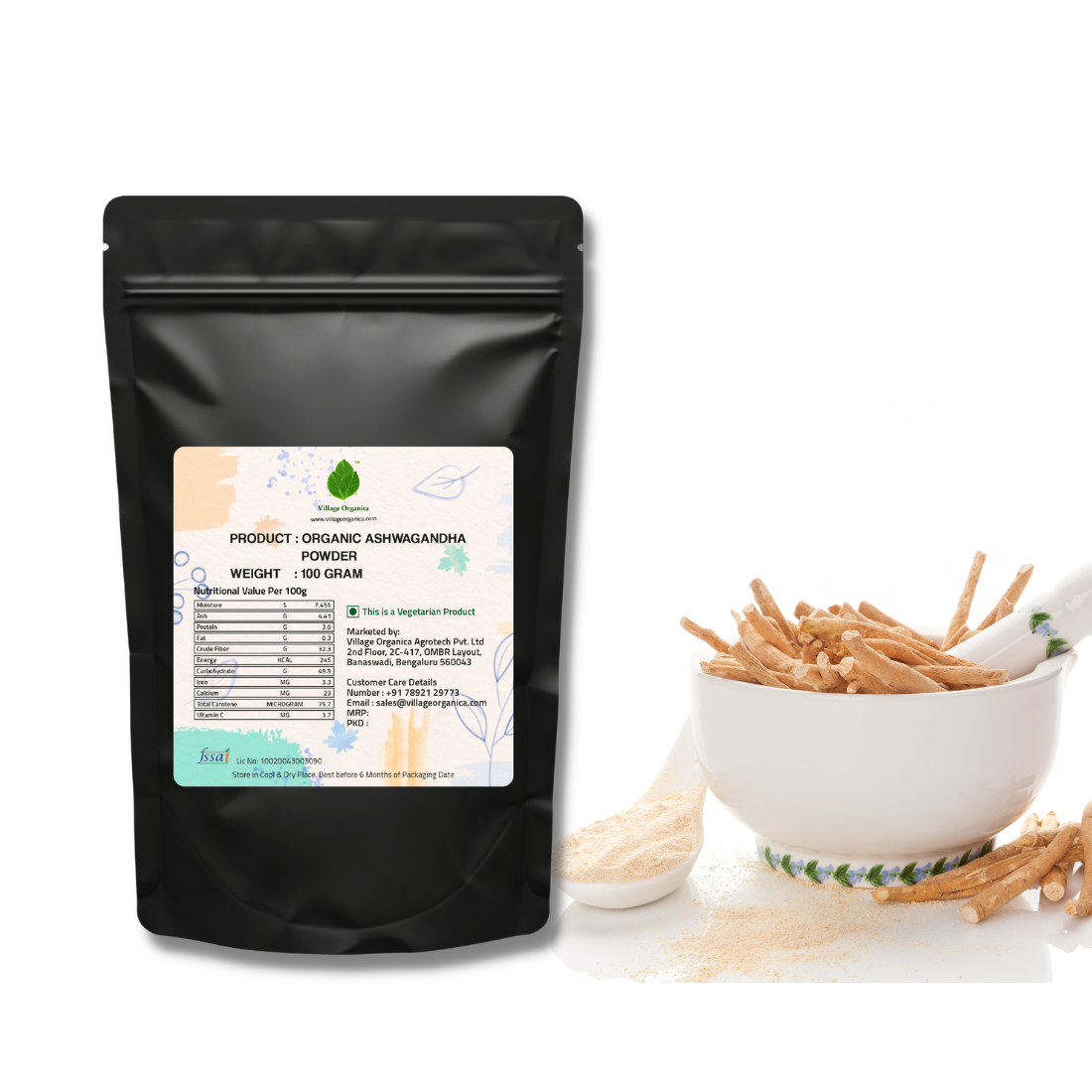 Organic Ashwagandha Powder (Withania somnifera).