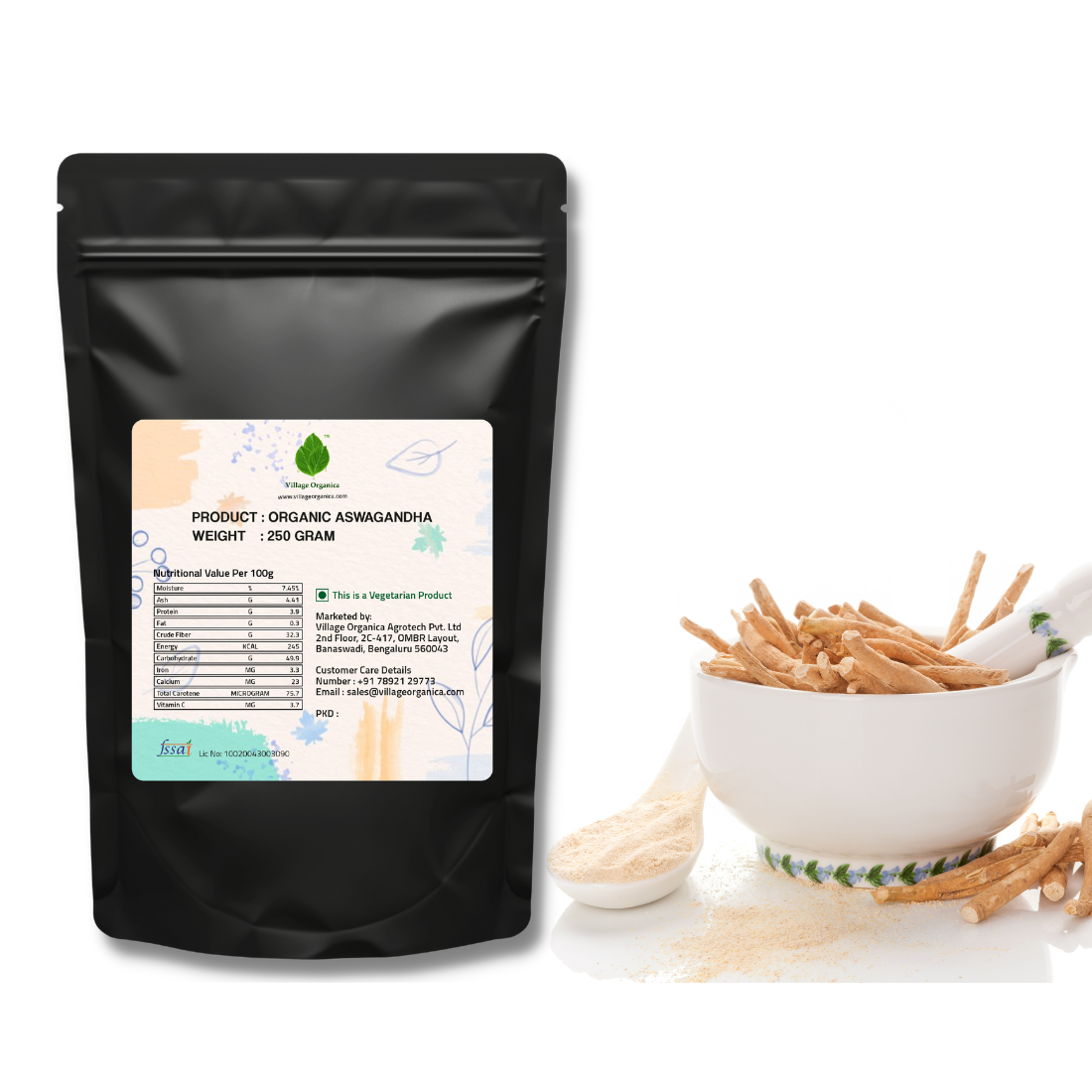 Organic Ashwagandha Powder (Withania somnifera).