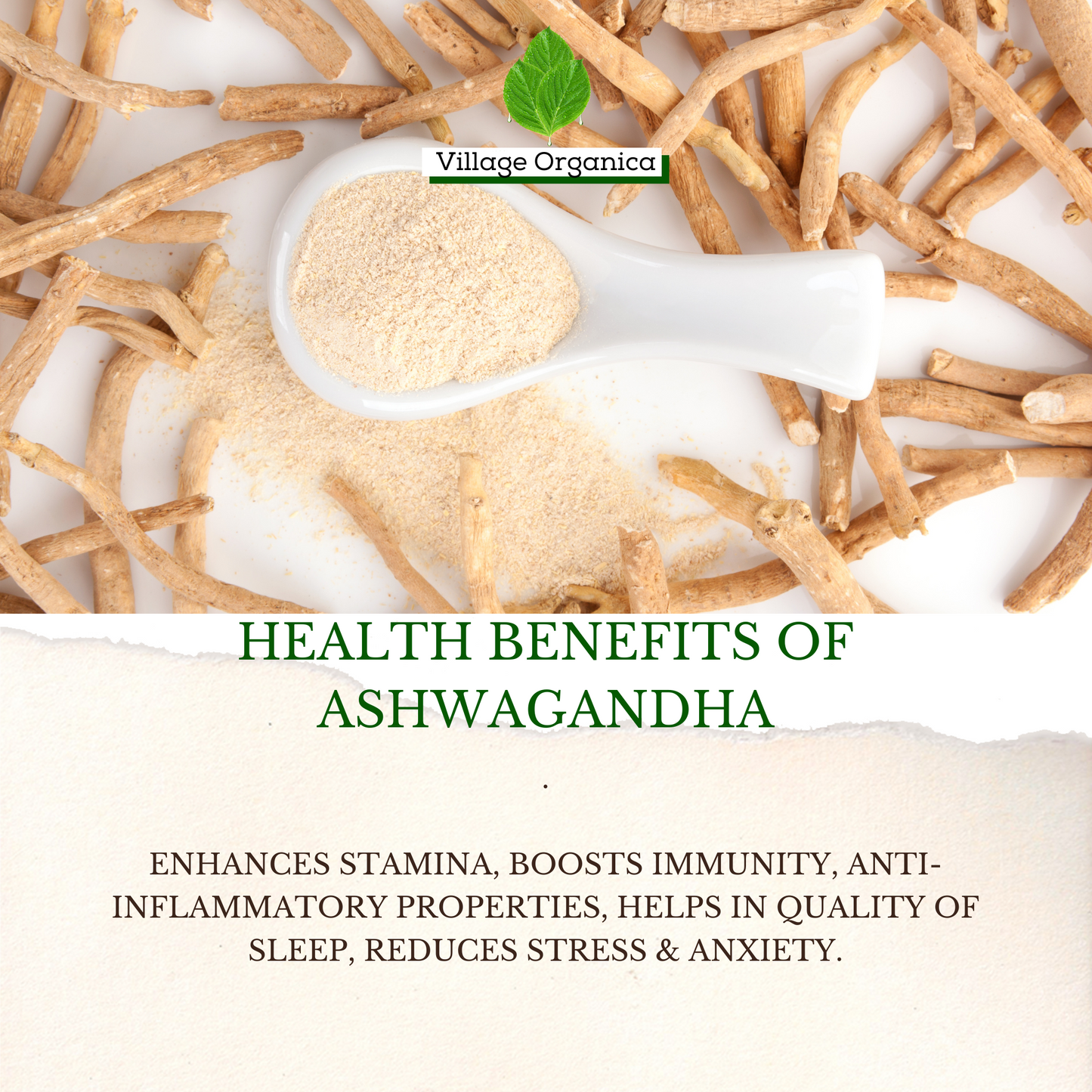 Organic Ashwagandha Powder (Withania somnifera).