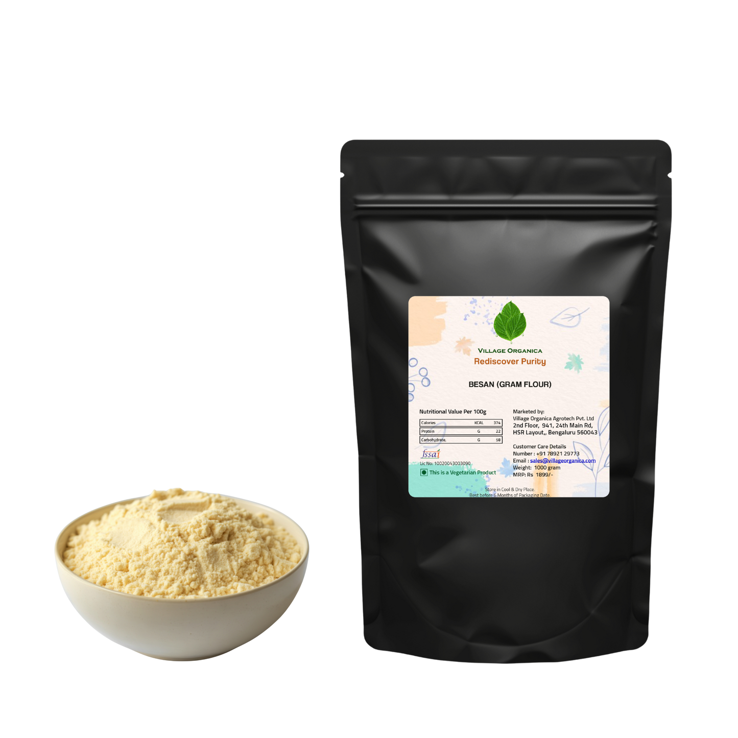 Natural besan flour close-up
